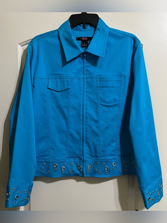 Peter Nygard Jackets & Blazers - NWT Peter Nygard Women’s Blue Zip Up Silver Grommets Accent Details Jacket 16